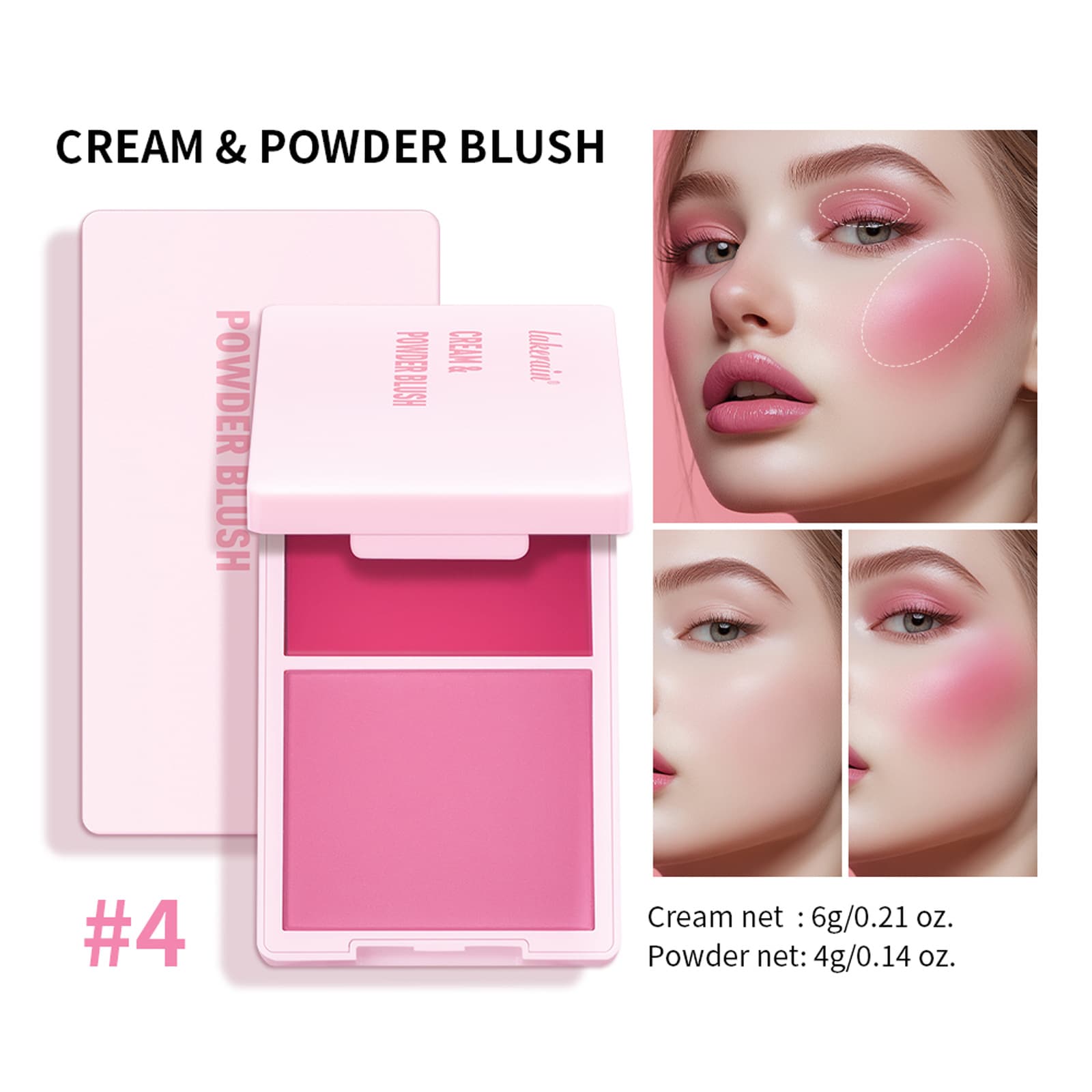 Cross-border Lakerain Dual-Effect Blush Palette 2-in-1 Hydrating Fine Blush Palette Patrick Ta Blush