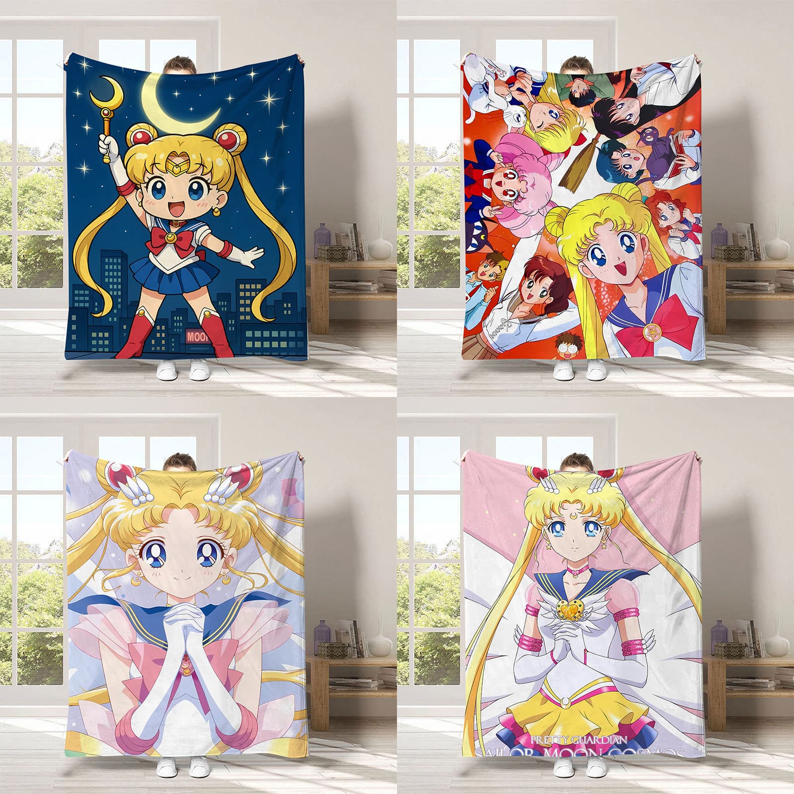 Cross-border Japan Anime Sailor Moon Blanket Kids Cartoon Flannel Printed Plush Throw Blanket for All Seasons