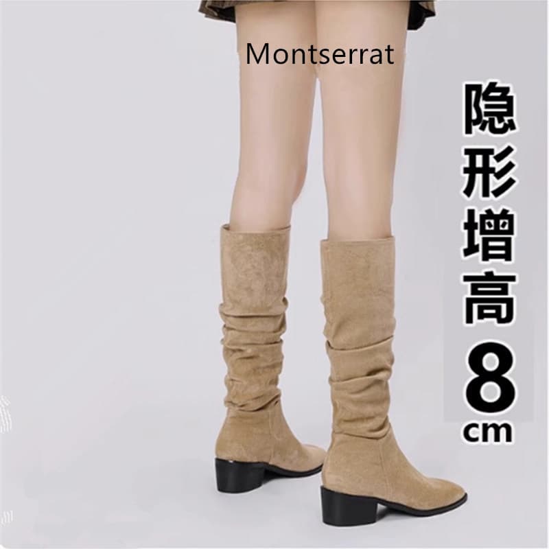 Height-Increasing Stacked Boots Long Knight Boots 2026 New Autumn French Style Slim Western Cowboy Boots