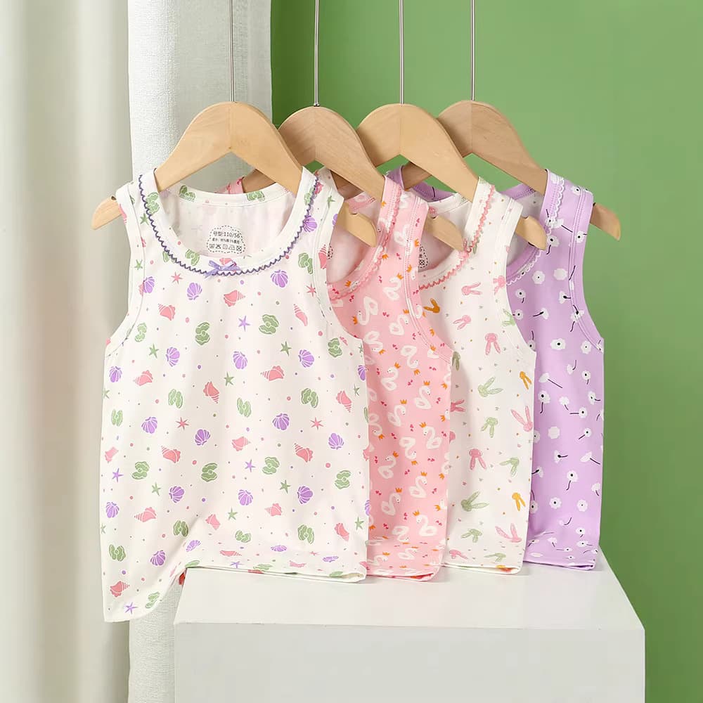 Girls' vest pure cotton halter top for women, inner wear sleeveless top, baby outer wear, children's vest, boy's top