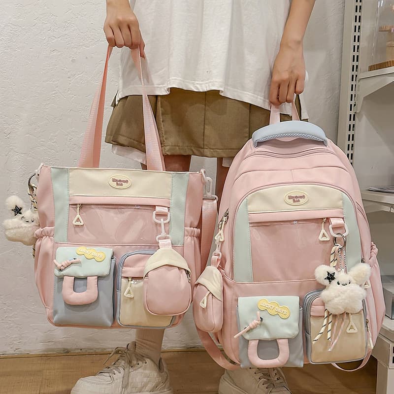 School Bag Female Cute Contrasting Color Small Fresh High School Student Backpack Campus Ins Style Simple Backpack