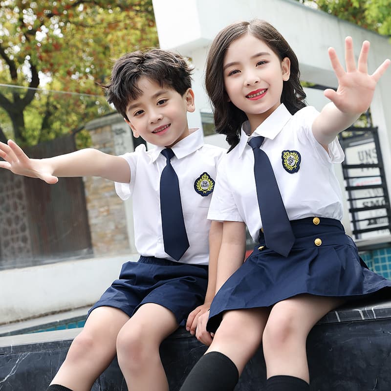 Kindergarten uniform summer graduation photo chorus clothing British style school uniform suit summer primary school children's class uniform
