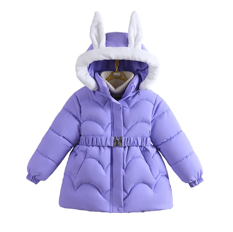 Foreign trade new winter cotton-padded coat for girls, Korean style thickened and warm rabbit ear cotton coat for children and middle-aged children
