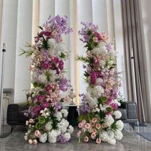 New Purple Pink Horn Flower Wedding Stage Background Arch Horn Frame Decoration Simulation Flowers