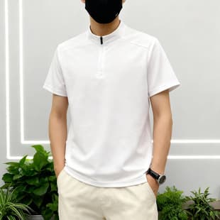 Half-Zip Design Men's Casual Polo Shirt Premium Lightweight Business Quick-Dry T-Shirt Men's Short Sleeve T-Shirt