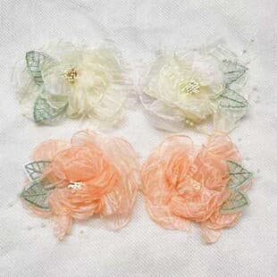 New Handmade Mesh Gauze Rose Organza Three-Dimensional Burned Edge Flower DIY Shoe Boot Garment Accessories Shoe Accessories Flower