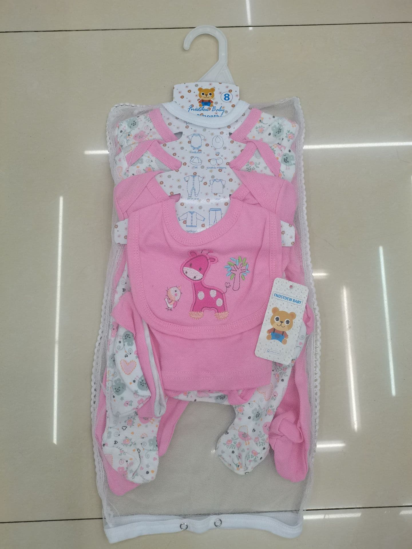 Baby Short/Long Sleeve Romper 8-Piece Pajama Set, One-Piece Outfit for Spring/Summer Newborns