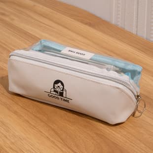 Japanese Simple Transparent Pencil Case, Double-Layer Minimalist Stationery Box, Popular Among High School and College Girls, Niche Style, In Stock