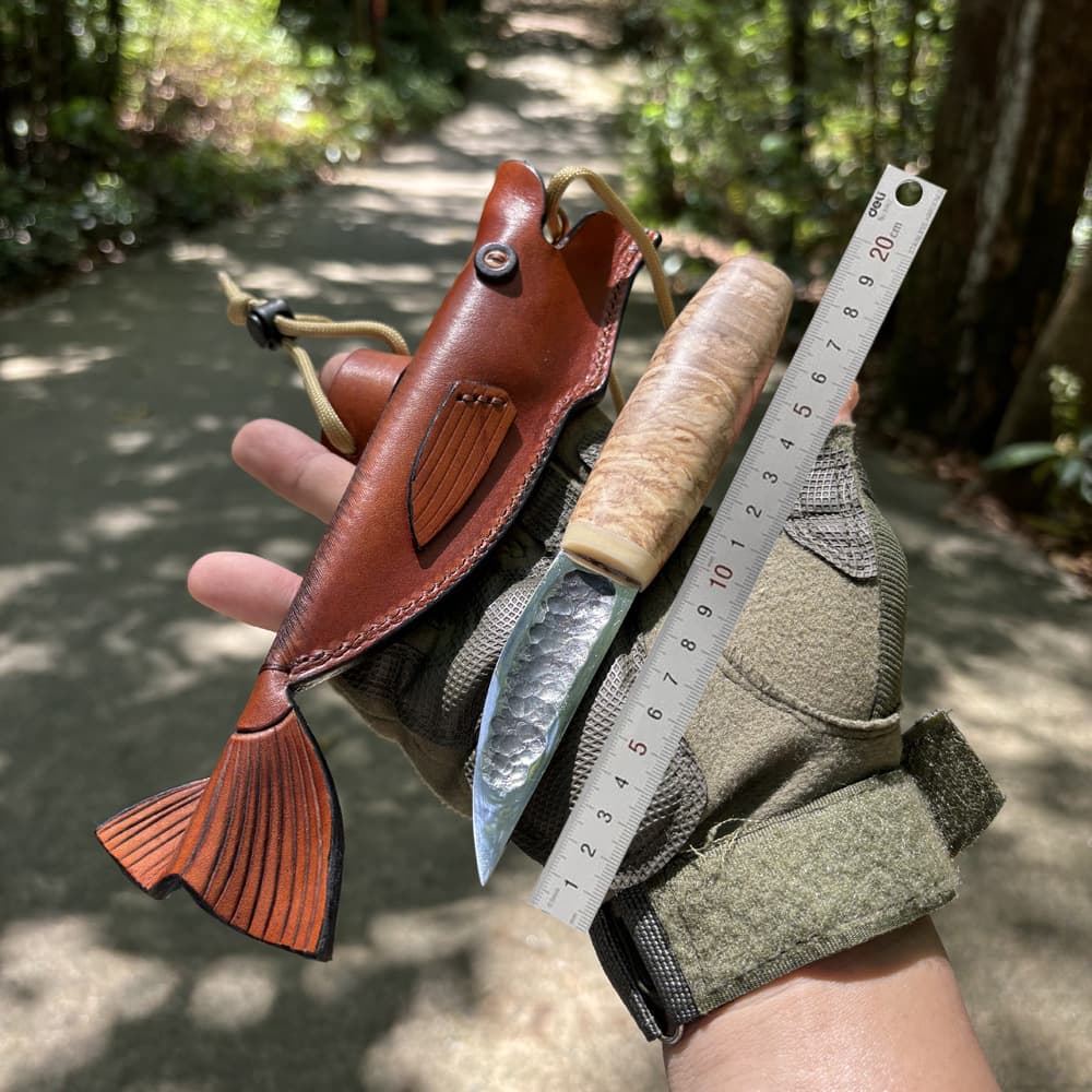 Yakut Knife, Outdoor Knife, Nordic Top Grain Leather Sheath, Small Straight Knife, Handmade Survival Knife, Forged Knife