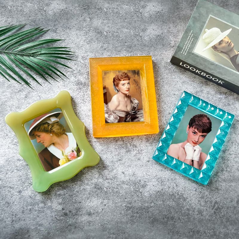New Rectangular Epoxy Resin Photo Frame Mold, Love Photo Frame Ornament Desk Gift Crystal Silicone Mold