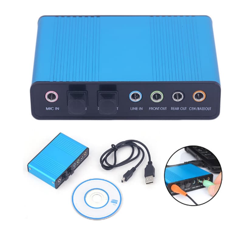 USB Aluminum Alloy External Sound Card for Network Chat, Gaming, Recording, Karaoke, Mixing, 7.1/5.1 Optical Fiber Sound Card