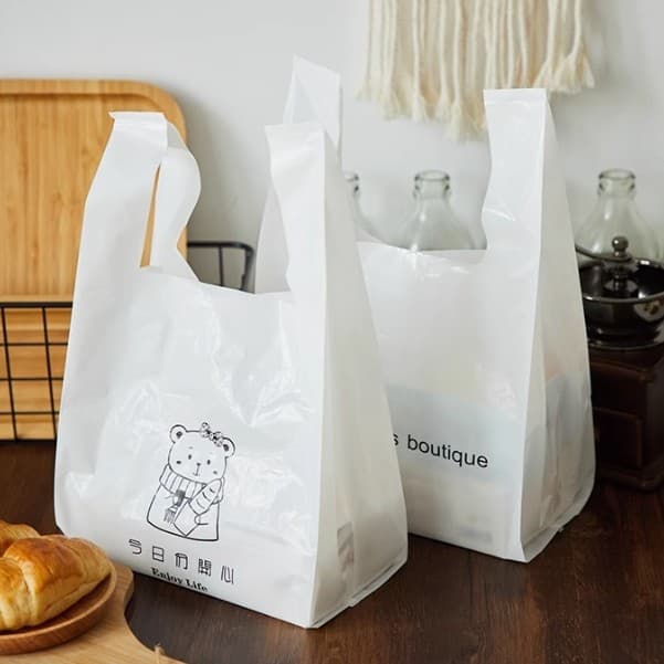 White packaging portable food shopping bag bakery dessert bread hand bag packaging takeaway disposable bag