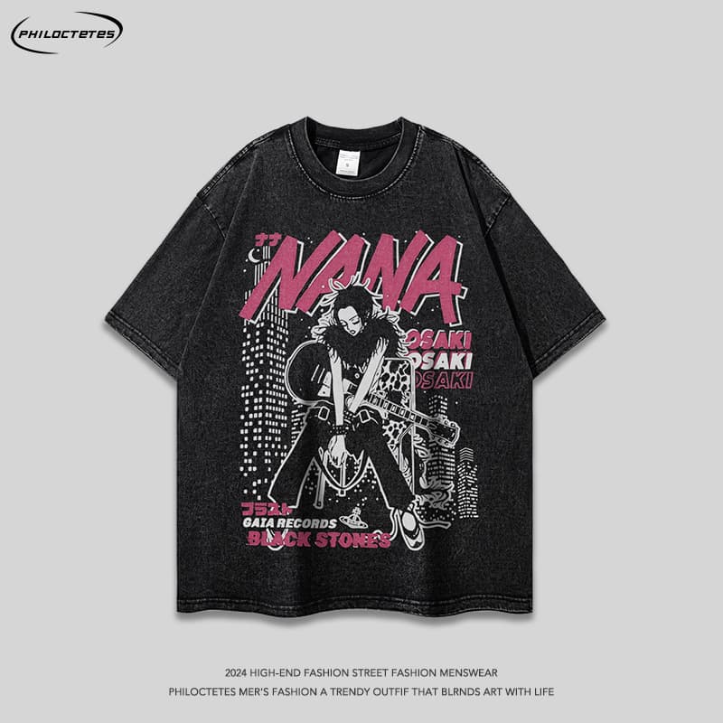 Vintage hip-hop half-sleeve rap character print bottoming retro American lazy style men's and women's T-shirt old short-sleeved