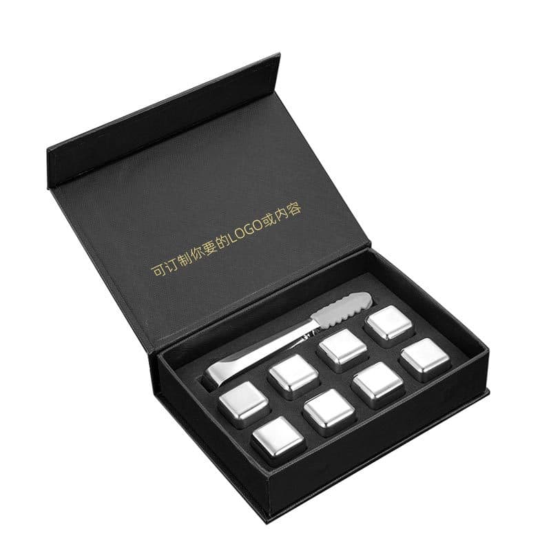 Ice stone set Amazon stainless steel ice cubes gift box EVA insert metal ice pellets gift box drop shipping