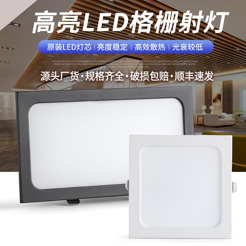Grille Light LED 15x15 Recessed Grid Ceiling Black Double-Head Square Downlight 10x20 Grape Rack Lighting