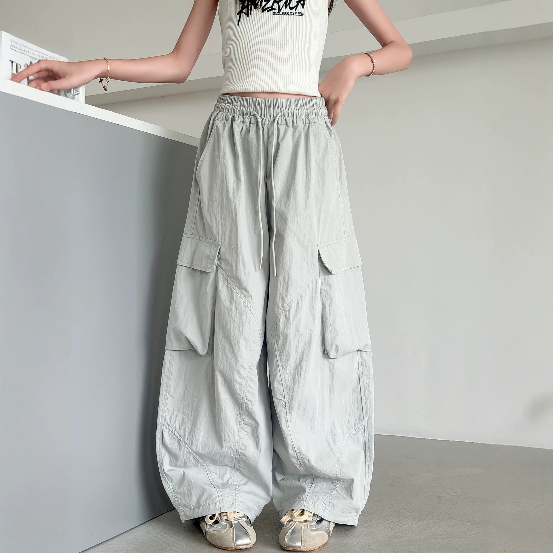 Girls' Cargo Pants Summer Thin Quick-Dry Children's Pants 2026 New Style Teen Girls Fashion Loose Pants