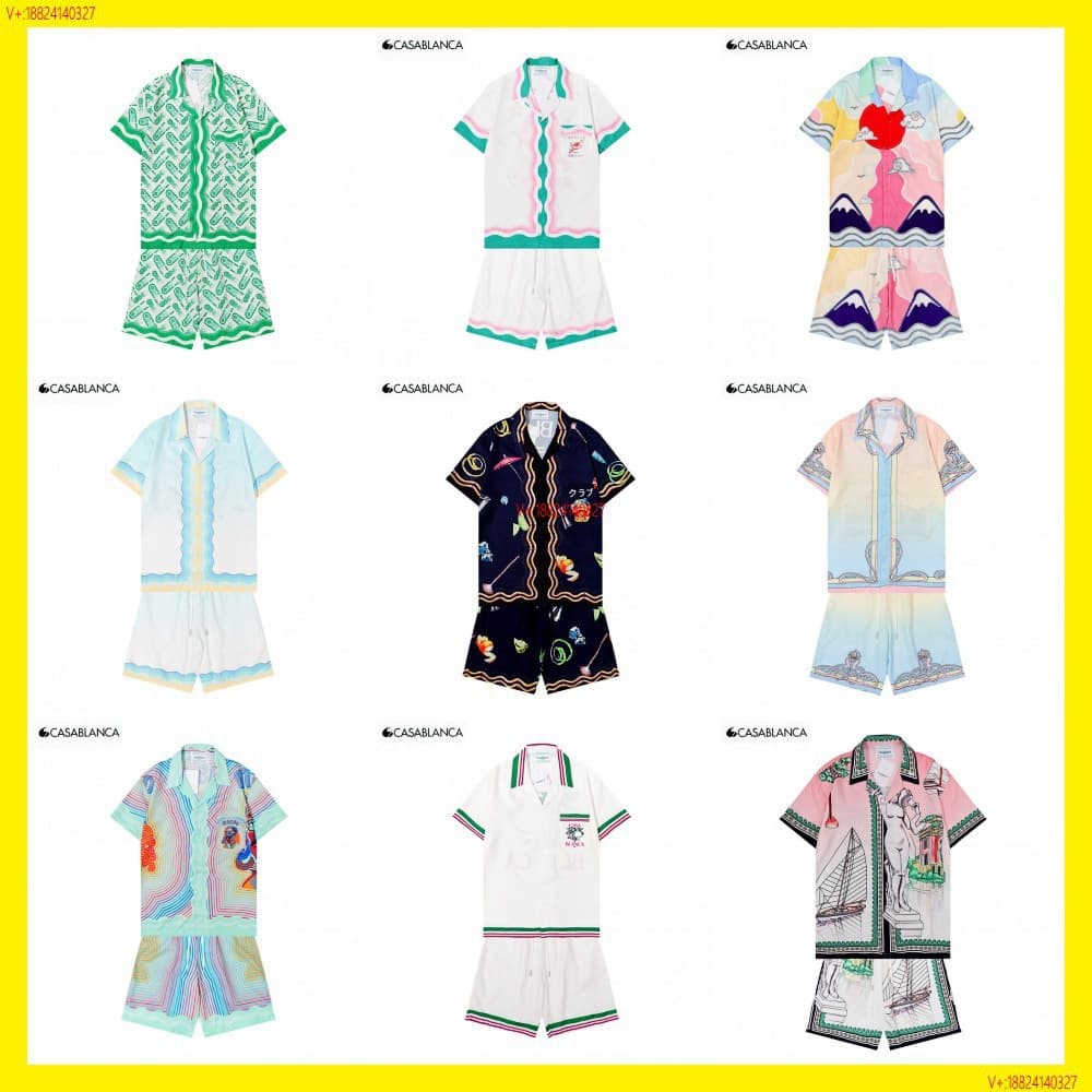 Casablanca Retro Trendy Printed Beach Short-Sleeved Floral Shirt Couple Shorts Suit
