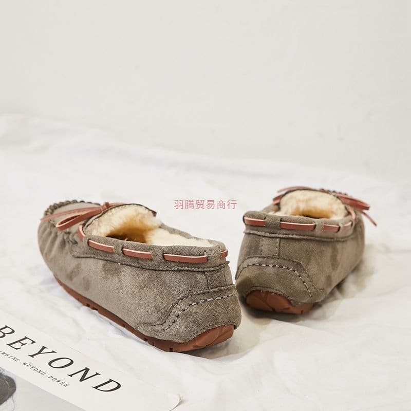 Washable Warm Bean Shoes for Women, Winter Fleece-Lined Casual Student Korean Style Flats, Driving Shoes for Moms