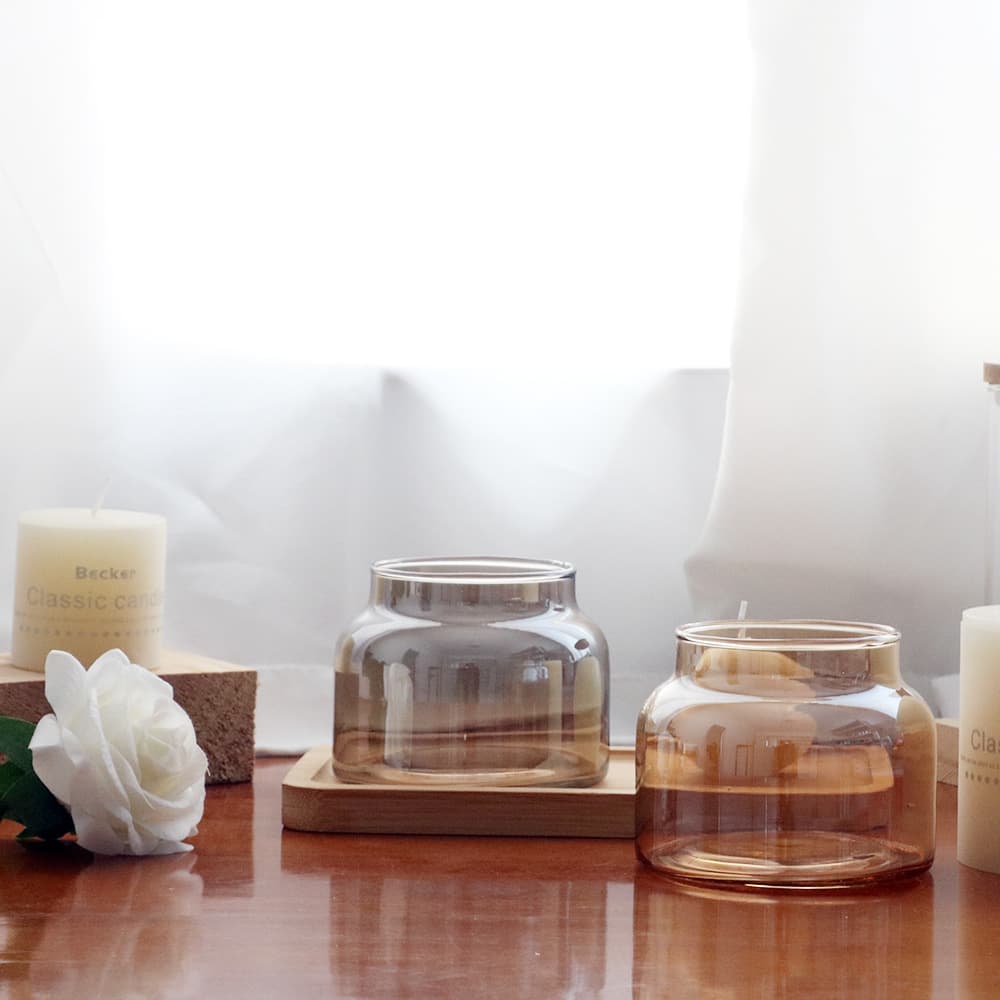 Amber ion plated candle holder glass wax jar home scented candle empty cup crafts vase ornaments in stock