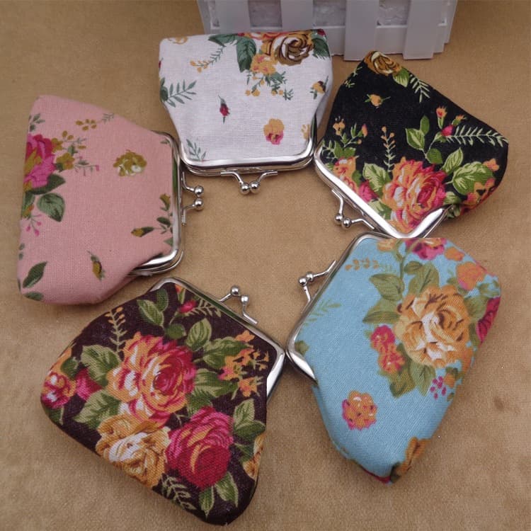 Best-selling Cross-border Canvas Coin Purse Women's Key Change Clasp Bag Storage Coins Small Items Clutch Pouch