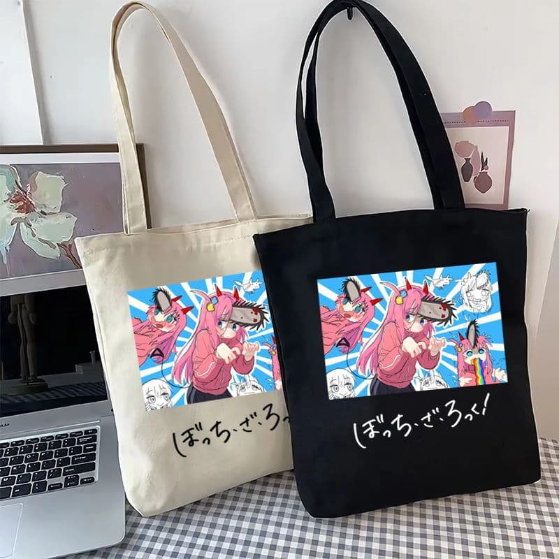 Anime Chainsaw Man Denji Canvas Tote Bag Large Capacity Student Unisex Ins Style