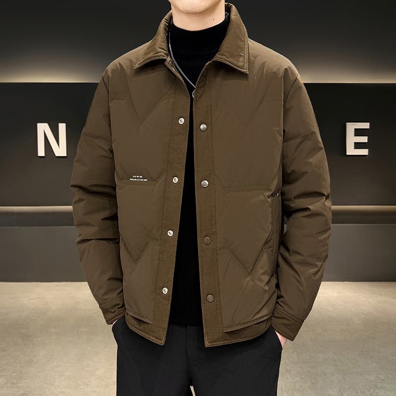 2024 Winter Live-Selling Bestseller Cross-Border Down Jacket Men's Short Outdoor Workwear Two-Way Shirt Collar Coat