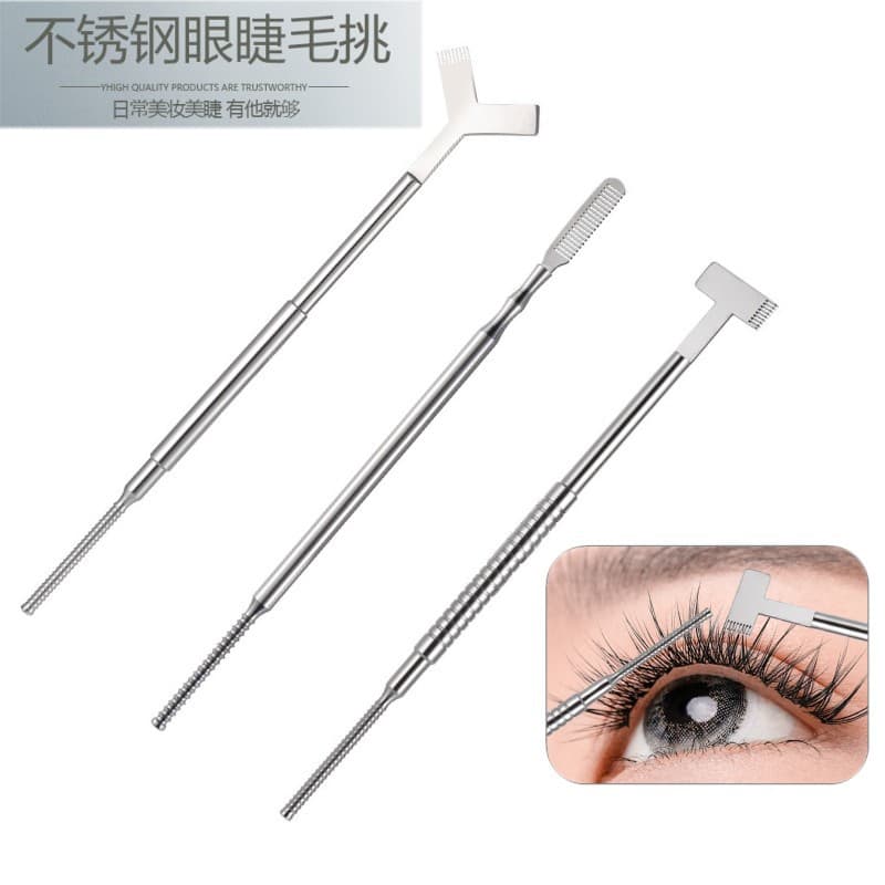 New Curling Eyelash Y-Shape T-Shape Lash Comb Pick Stick Stainless Steel 3-in-1 Protein Stick Lash Lift Tool