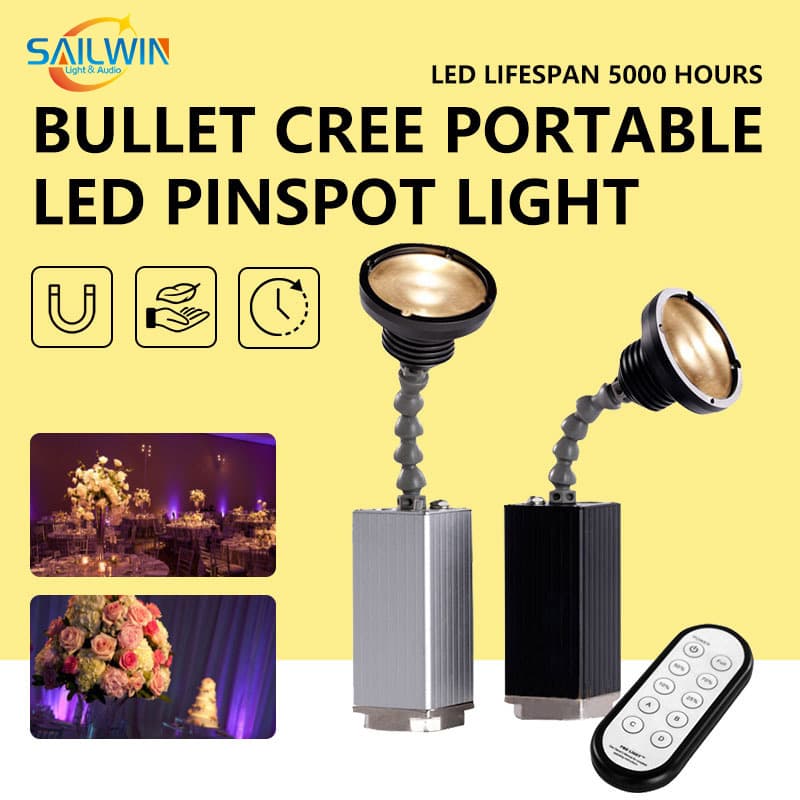 Stage Lighting 10W ZOOM Battery LED Pinspot Light