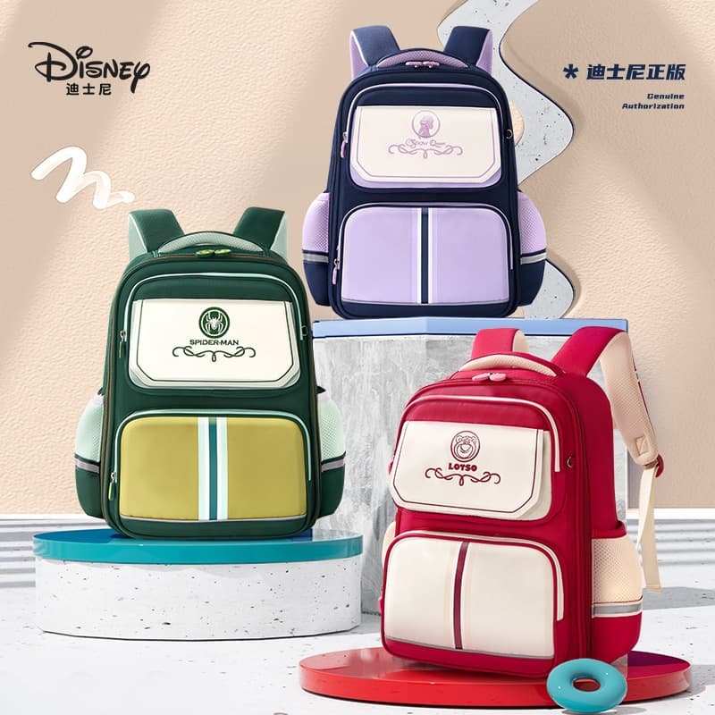 Disney Kids Backpack, Ergonomic and Lightweight for Grades 1-3, Large Capacity Multi-Function School Backpack