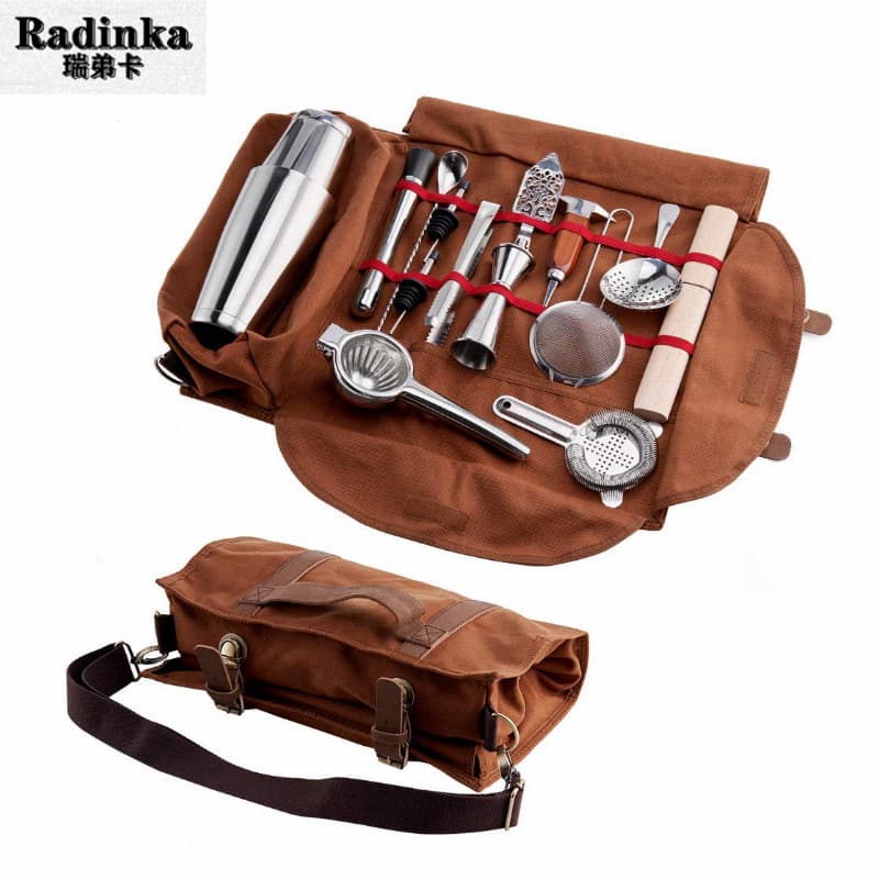 Amazon Cross-border Bartender Toolkit Bar Mixer Bag Canvas Tool Bag Mixer Bag
