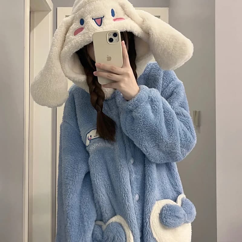 Special Offer!! Cute Cinnamoroll Thick Coral Fleece Pajamas for Women, 2026 New Autumn and Winter Flannel Robe