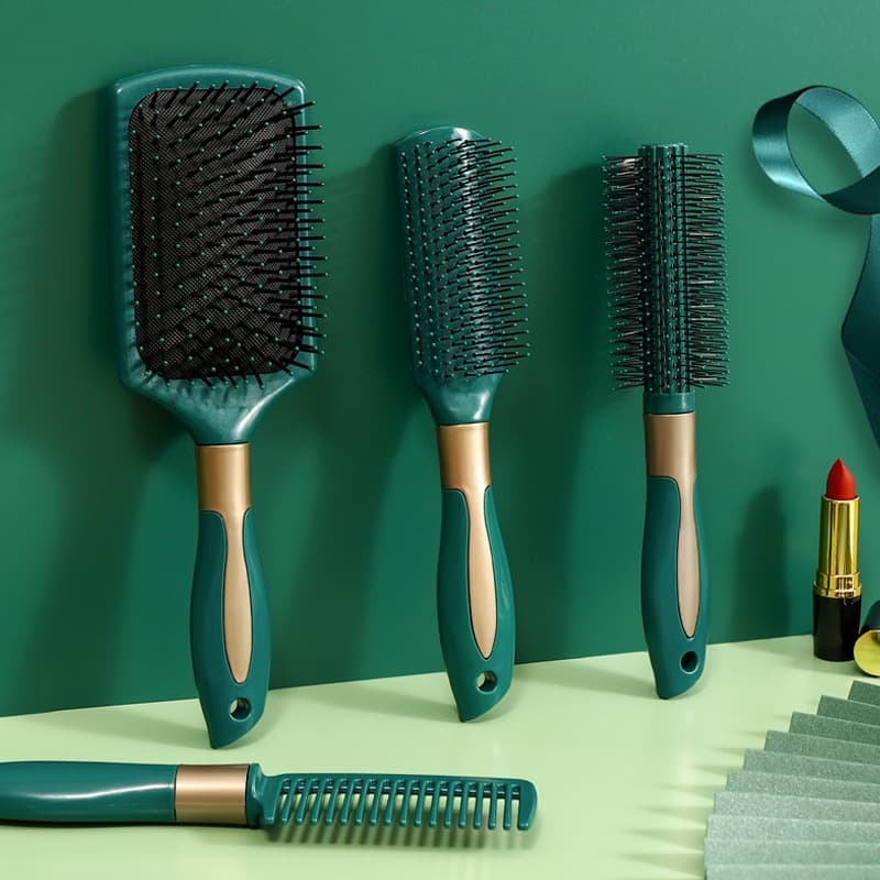 Green, stylish hair comb with air cushion massage function, curling comb, styling comb, available for cross-border shipping from SHEIN/TEMU within China (shipping available).