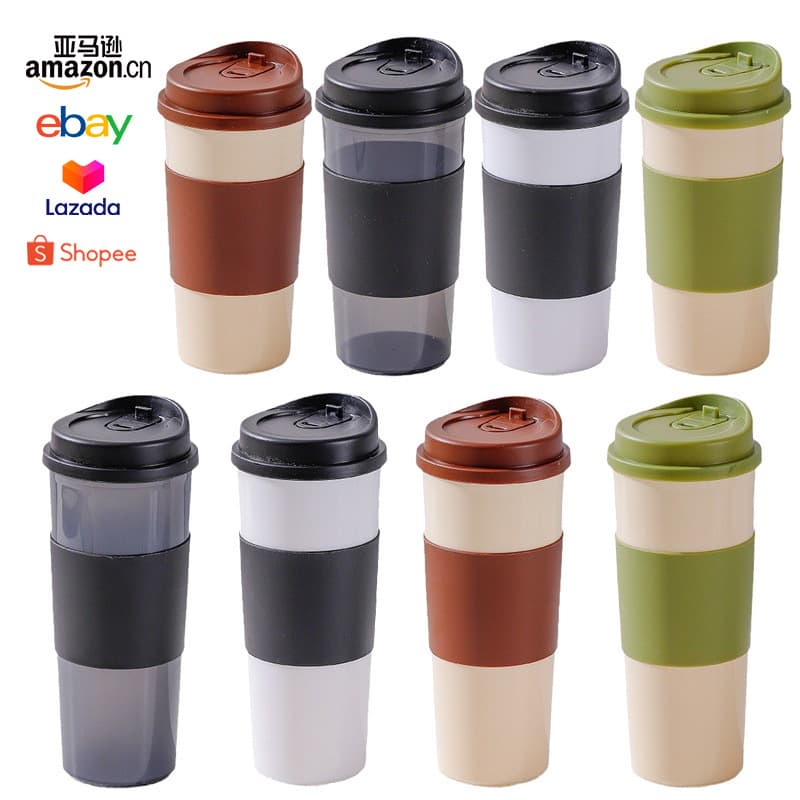 Trendy Plastic Coffee Cup for Cross-Border Sales, Minimalist Design for Women and Couples, Portable Office Ins Style Cup