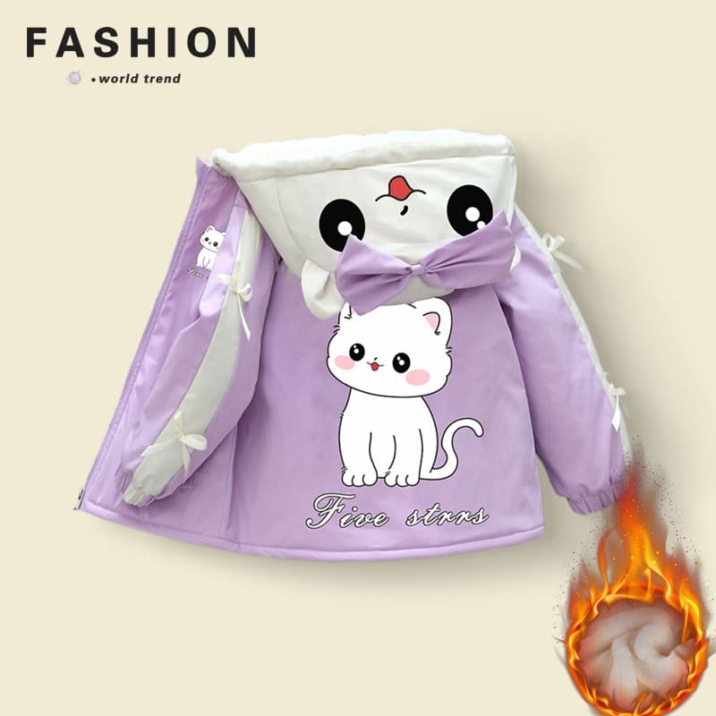 Girls Coat Autumn Winter 2025 New Children Winter Fashionable Fleece Lined Cotton Padded Jacket Baby Winter Wear Stylish Puffer Coat