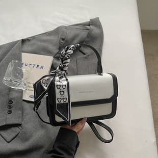 Stylish Silk Scarf Texture Women's 2026 Summer Color Block Vintage Elegant Crossbody Shoulder Handheld Small Square Bag