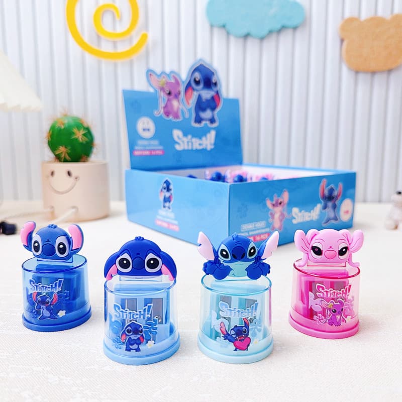 Foreign trade creative shape cartoon double hole pencil sharpener Stitch portable pencil sharpener children's supplies wholesale