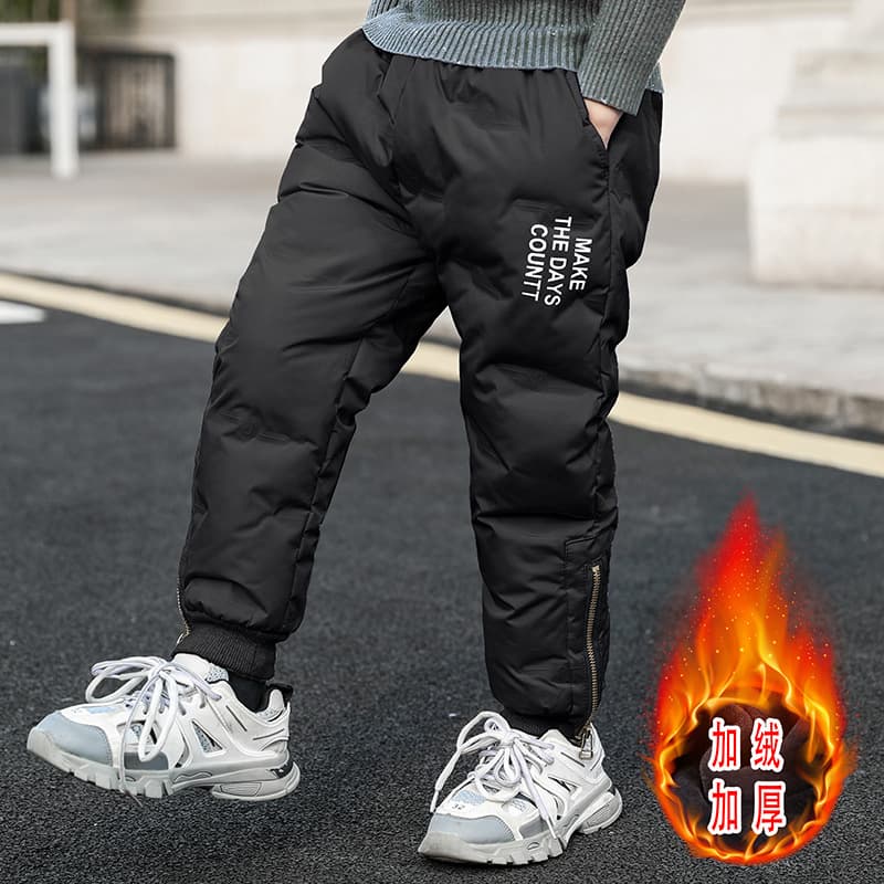 Children's Cotton Pants Boys Baby Thickened Down Cotton Pants 2023 New Winter Outdoor Pants for Middle and Big Boys Trendy