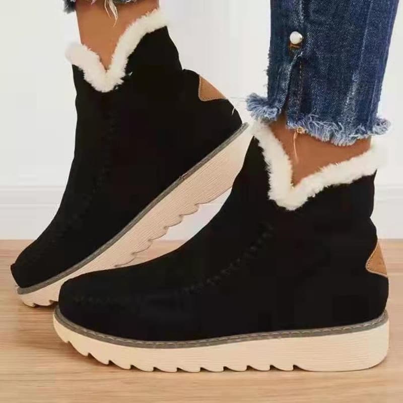 Winter Women's Thick Bottom Cotton Boots Solid Color Over-the-calf Warm Short Boots