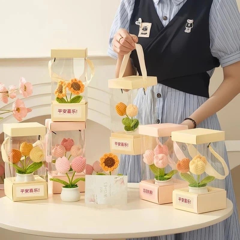 Teacher's Day Bouquet Packaging Box, Transparent Handheld Flower Box, Foldable Flower Box, Vase Box, Wholesale Stock, Bulk Quantity, Best Price