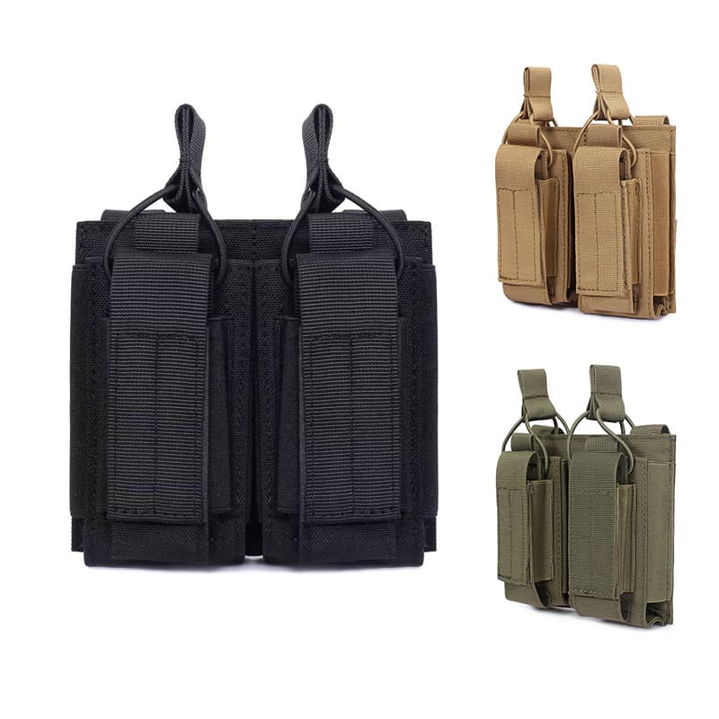 CS Field Double Magazine Pouch, Tactical Twin Magazine Pouch, Outdoor Military Fan Vest MOLLE Attachment Pouch