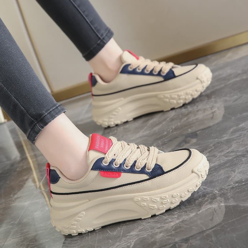 Thick-Soled Dad Shoes 2025 Autumn New Versatile Sports Shoes with Patchwork Design, Height-Increasing Retro Casual Running Shoes for Women
