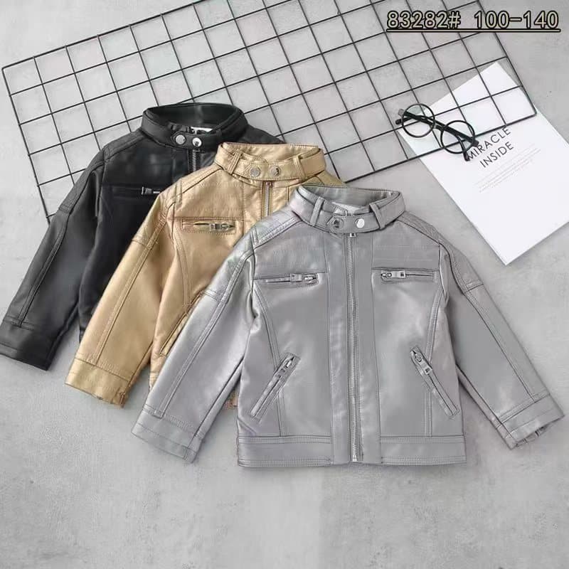 Children's Boys Leather Jacket Motorcycle Leather Coat 2026 Spring Autumn Middle and Small Children Outerwear Factory Direct Stylish Trendy