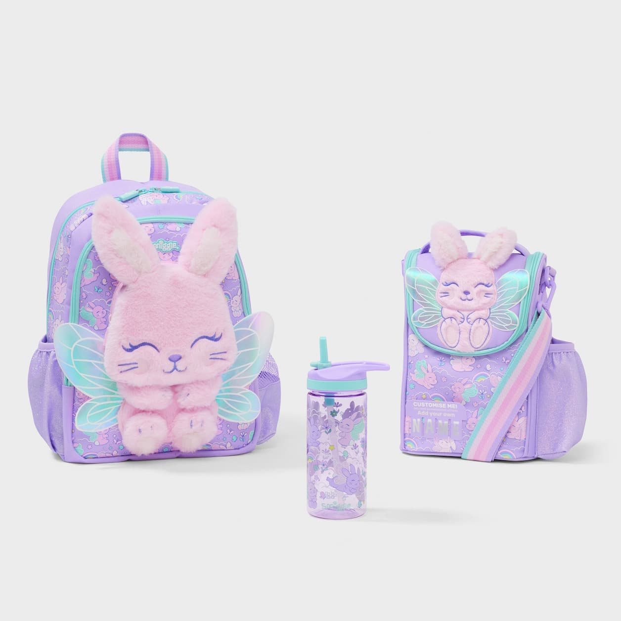 Australian Smiggle Backpack for Kindergarten Girls, Purple Moon Rabbit New Style, Double Shoulder