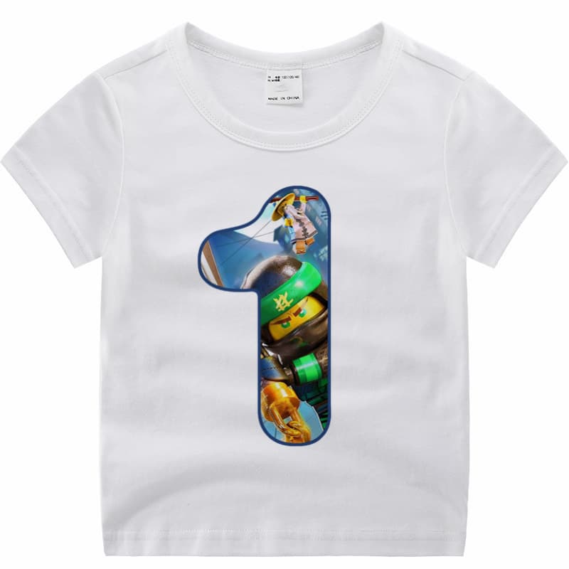 Ninjago Birthday Number T Shirt - Cartoon Ninja Birthday Number Kids Toddler T-Shirt