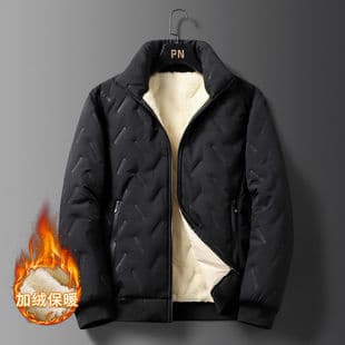 Fleece-Lined Thick Coat Men's Autumn/Winter Lambswool Cotton Jacket Warm Versatile Middle-Aged Winter Coat Men's