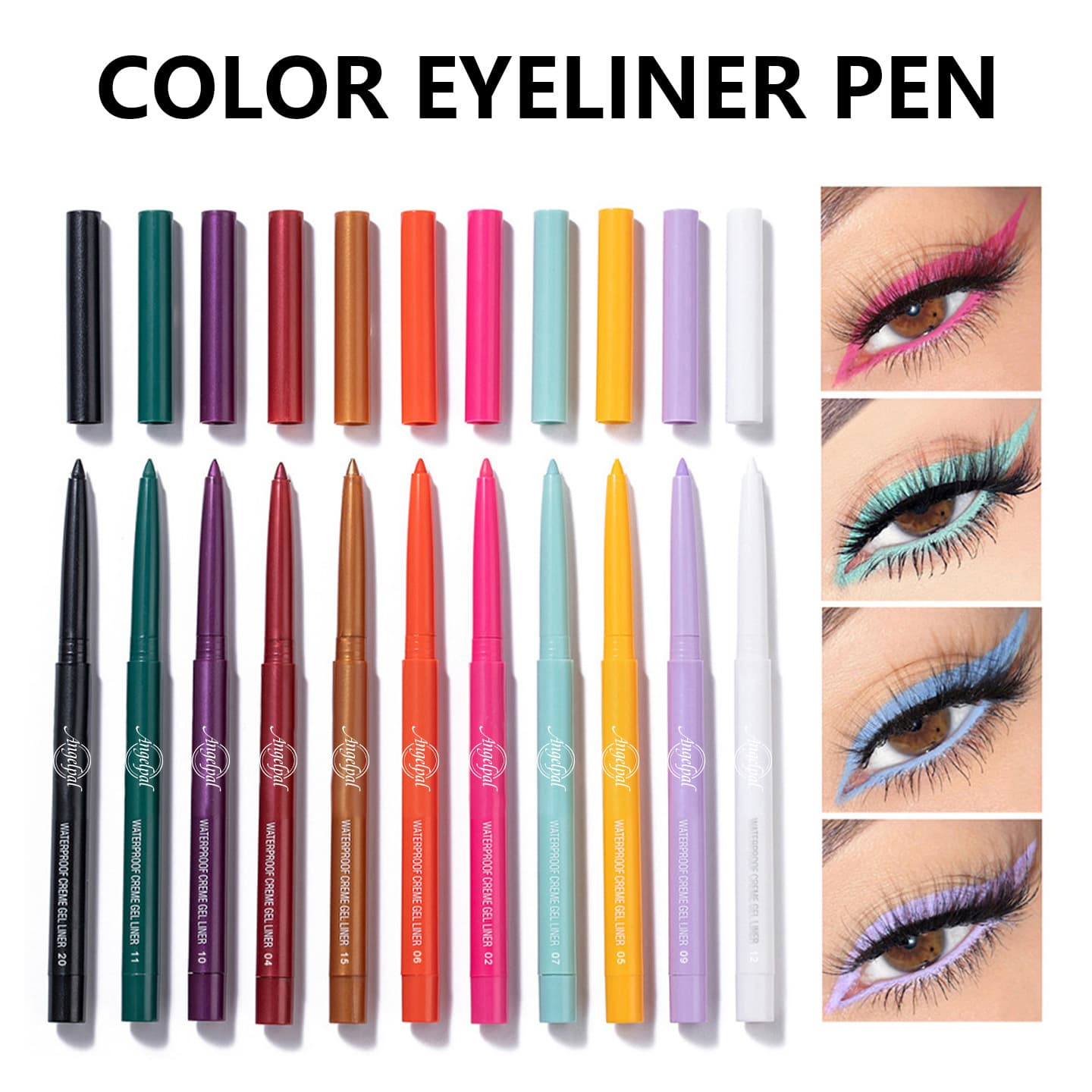 Cross-border exclusive supply of 20 colors of eyeliners, matte solid color eyeliners, waterproof, sweatproof, non-smudge-proof, popular products wholesale