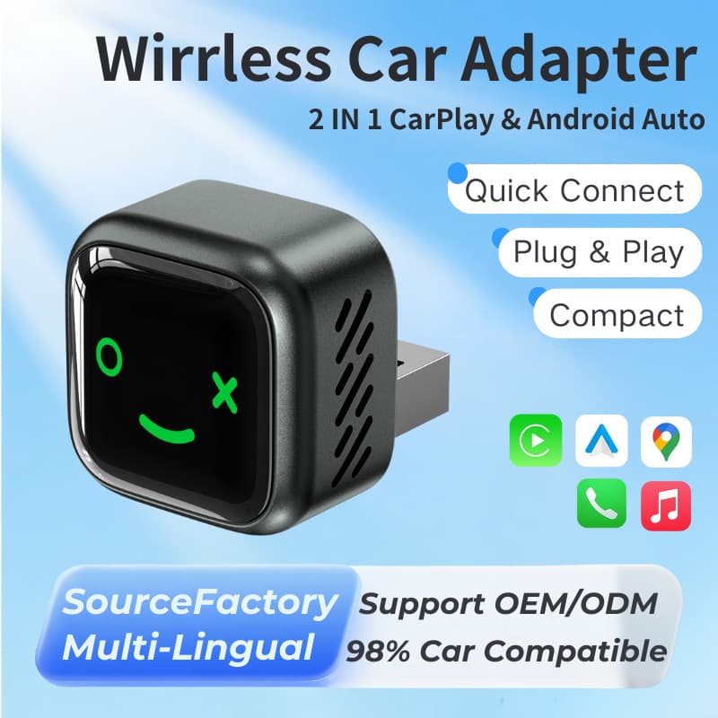 Cross-Border Wireless Carplay Box Horizontal Plug-In Android Auto Car Adapter Smart 2-in-1 Carplay Box