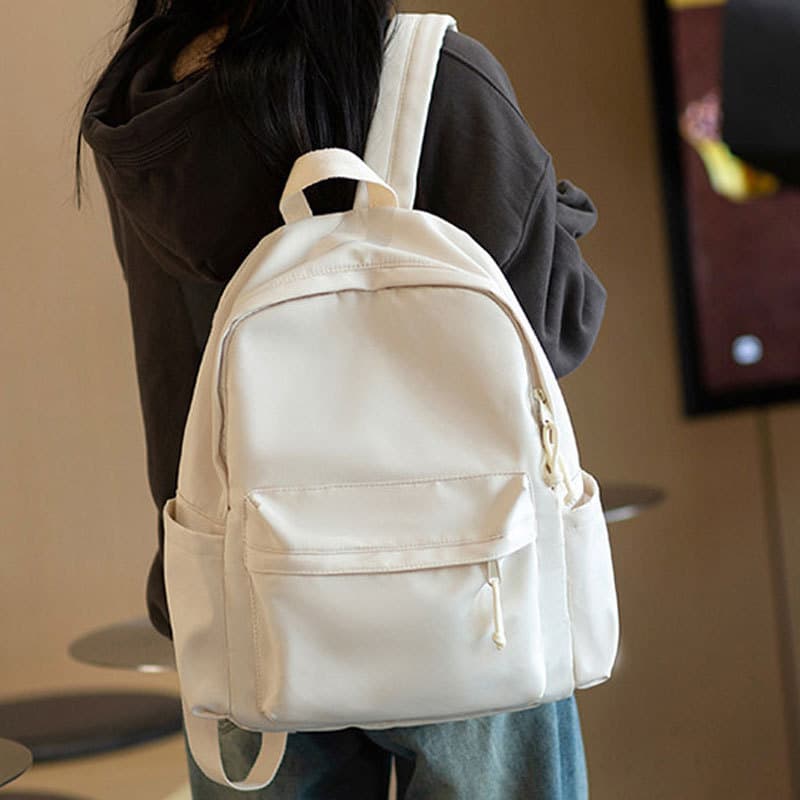 Plain Black Backpack for Men, College High School Middle School Students, Minimalist Solid Color Black Laptop Daypack