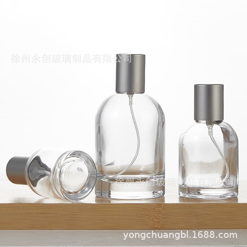 Clear Glass Empty Perfume Bottle with Snap Cap 50ml Refillable Spray 30ml Glass Bottle Perfume Refill Bottle Laboratory