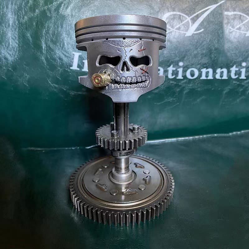 Best-selling Piston Skull Face Sculpture Resin Gear Ornament